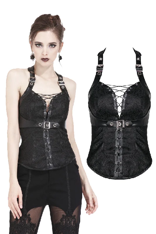 machine made women bustiers and corsetsGothic decorative pattern corset with rope on certral front design CW027