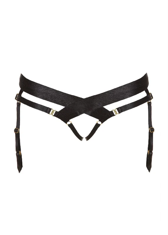 white women garters for puritySignature Bondage (Black) Open Harness Brief