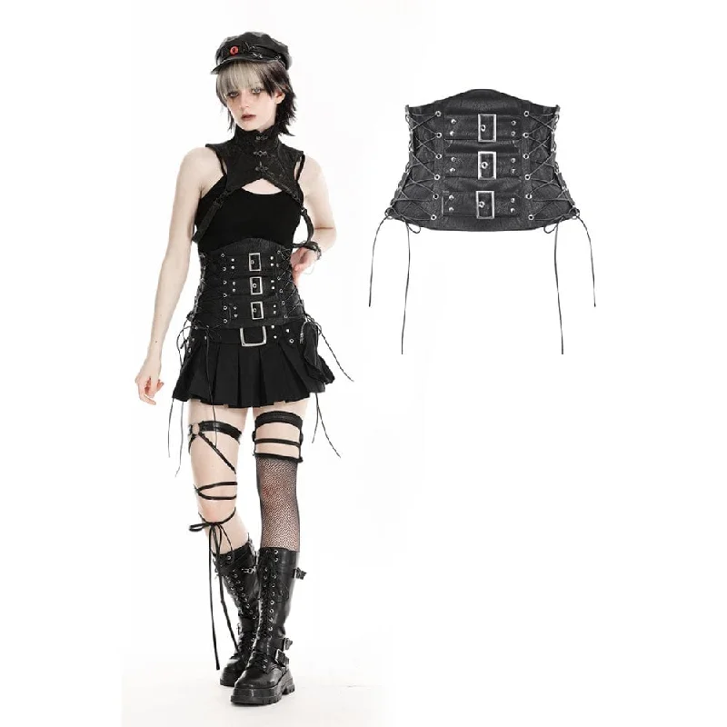 burlesque women bustiers and corsetsWomen's Punk Lace-up Faux Leather Underbust Corset