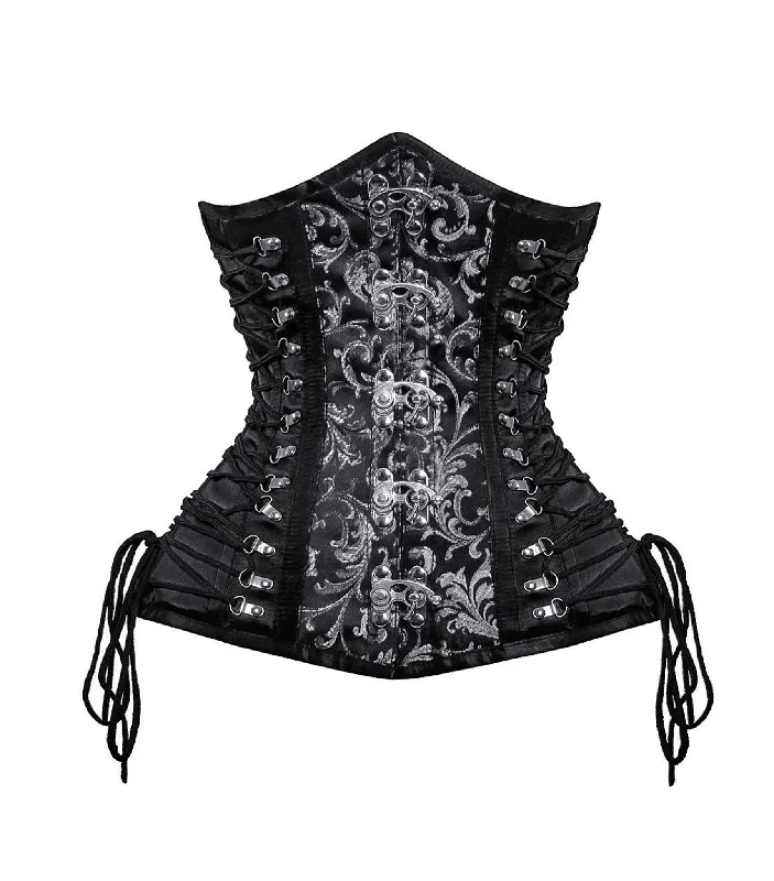 convertible women bustiers and corsetsBlack Silver Brocade Waist Reducing Underbust Corset