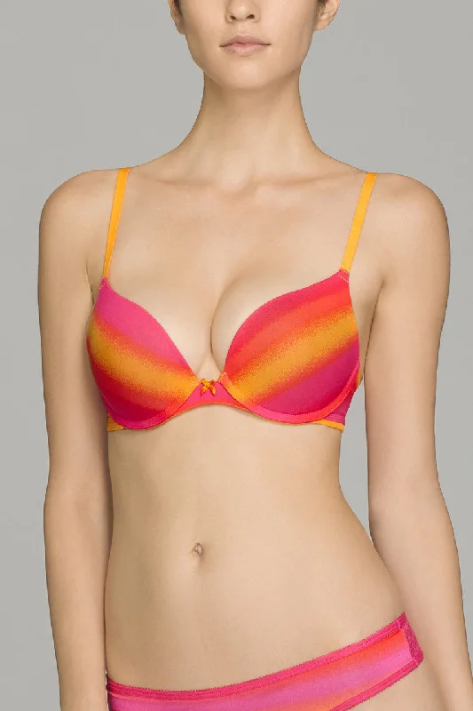 plunge push up bras for a bold lookFemme Contour Push Up Bra - Cosmo Pink Sun Bleached Print