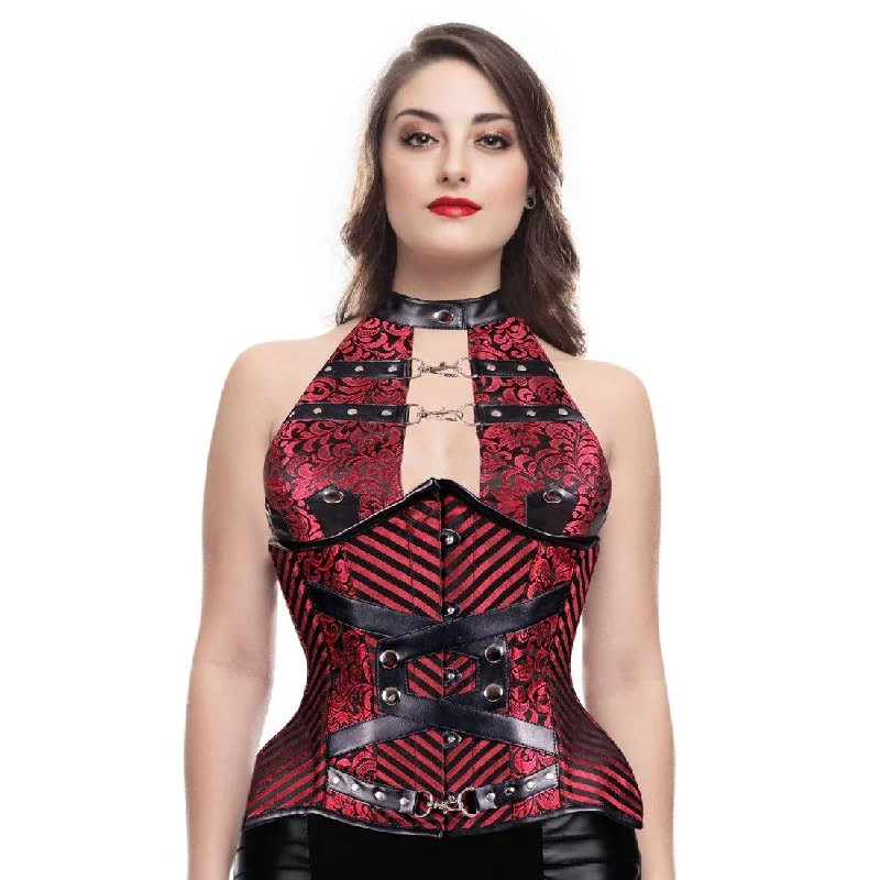 short women bustiers and corsetsSandra Gothic Punk Underbust Corset with Halter Bustier