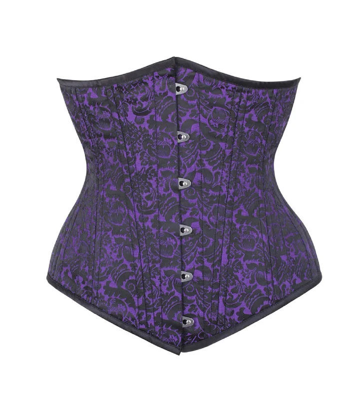 evening wear women bustiers and corsetsPurple/Black Brocade Authentic Steel Boned Waist Training Underbust Corset