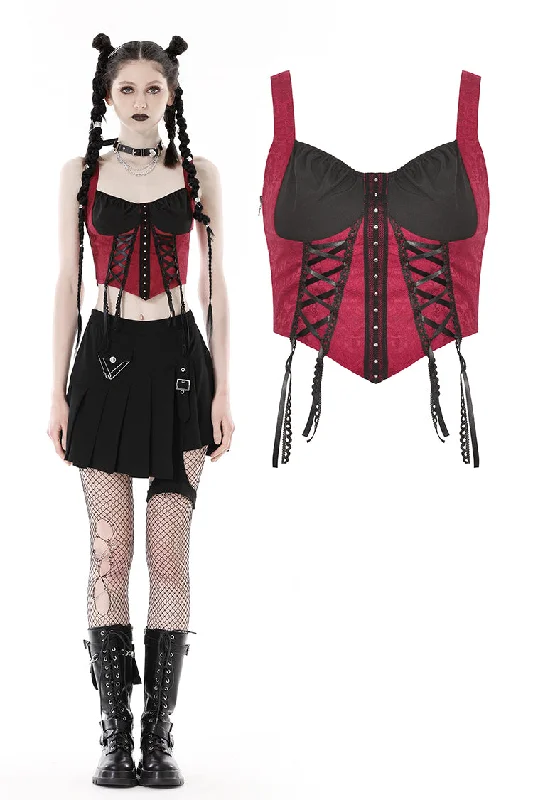 printed women bustiers and corsets patternsBlack red gothic doll corset CW047