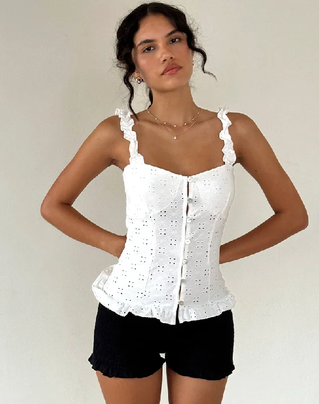 bridal women bustiers and corsetsNeroli Corset Top in Broderie White