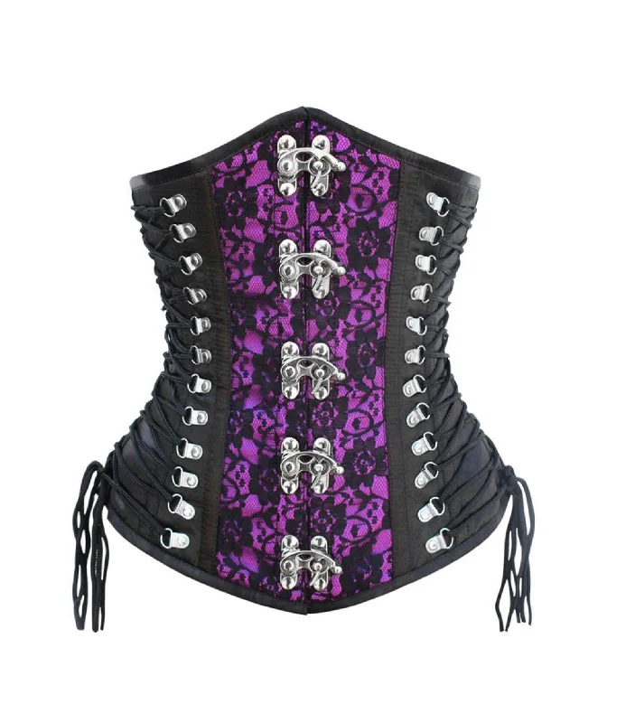 underbust corsets for women fashionBlack/Purple Waist Reducing Underbust Corset