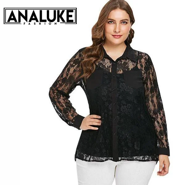 women sexy dresses for black - tie eventsFloral Mesh Lace Blouse Shirt