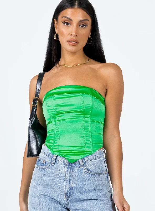 underbust corsets for women fashionDaris Strapless Top Green