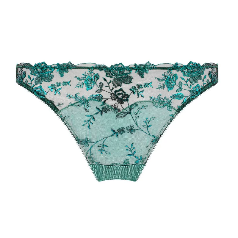 wireless women thongs for a comfortable and wire - free experienceNEW! Victresse Kingfisher Blue Foil Thong by Dita Von Teese