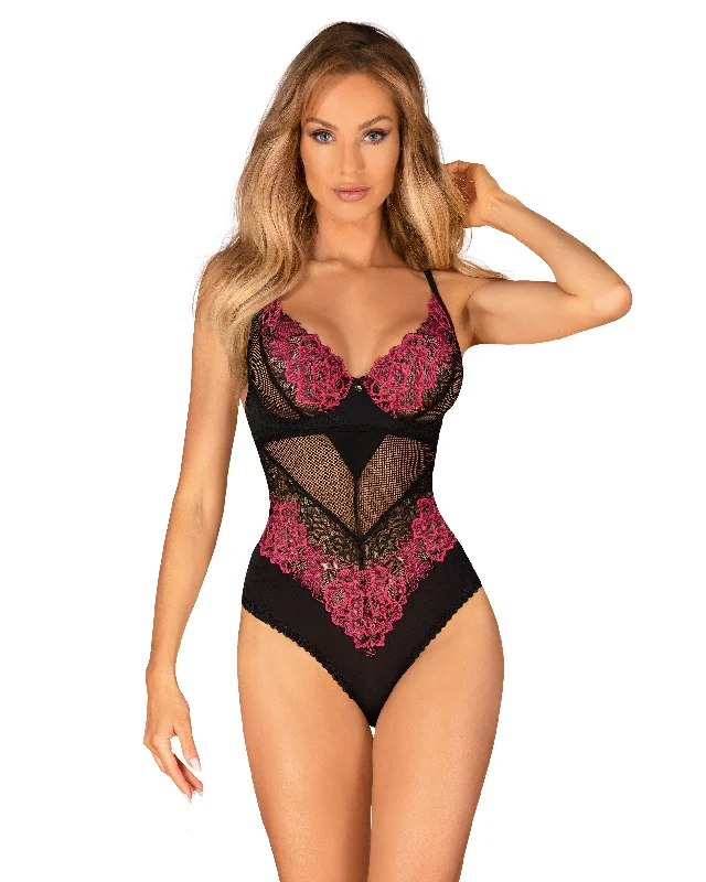 Metallic Bodysuits for a Glitzy and Glamorous Night OutRosenty Black & Red Floral Bodysuit