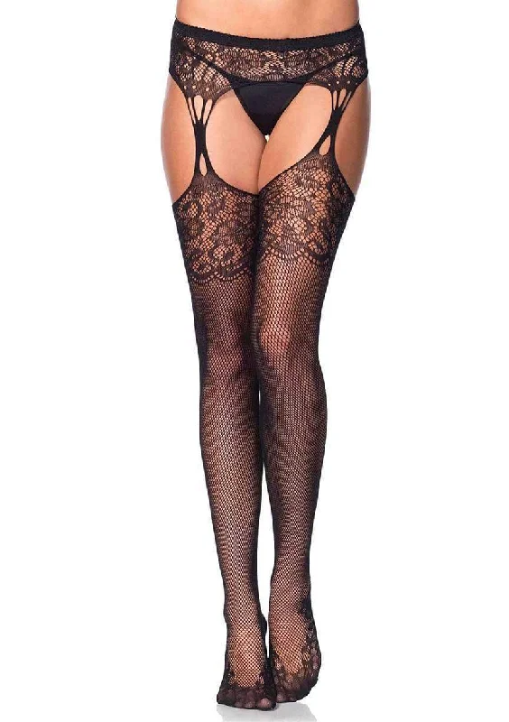 petite - friendly women gartersIris Fishnet With Garter - One Size - Black