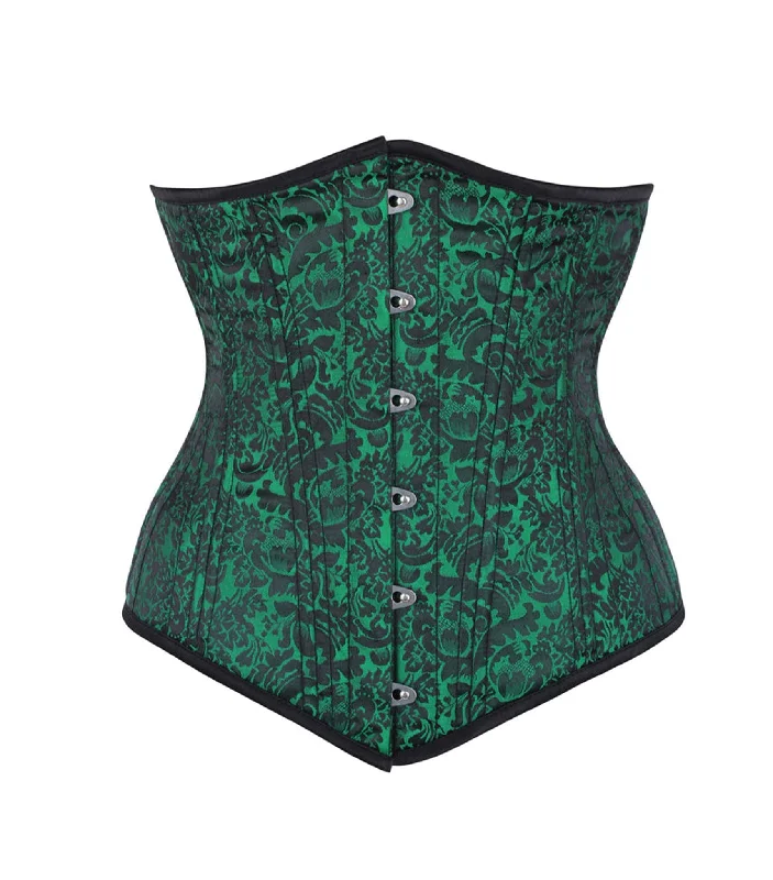 workout women bustiers and corsets supportGreen/Black Brocade Authentic Steel Boned Waist Training Underbust Corset