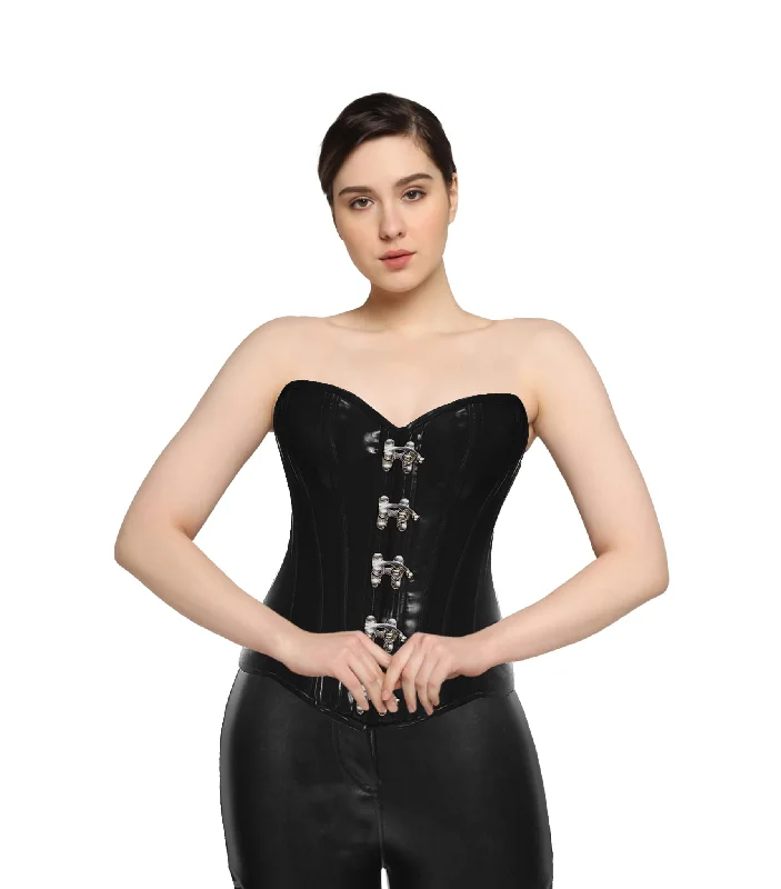 lace detailed women bustiers and corsetsBlack PVC Authentic Overbust Corset with C-Lock