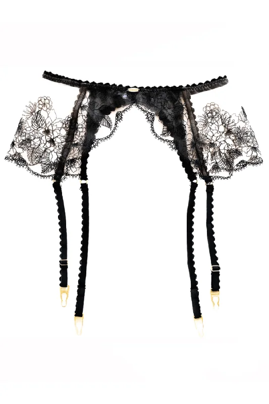 see - through women garters for allureBrazil Longline Garter Belt - Black