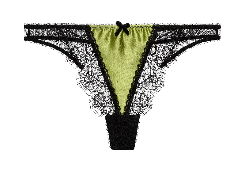 bamboo - fiber women thongs for natural antibacterial benefitsGlamcatcher Black & Olive Thong by Dita Von Teese