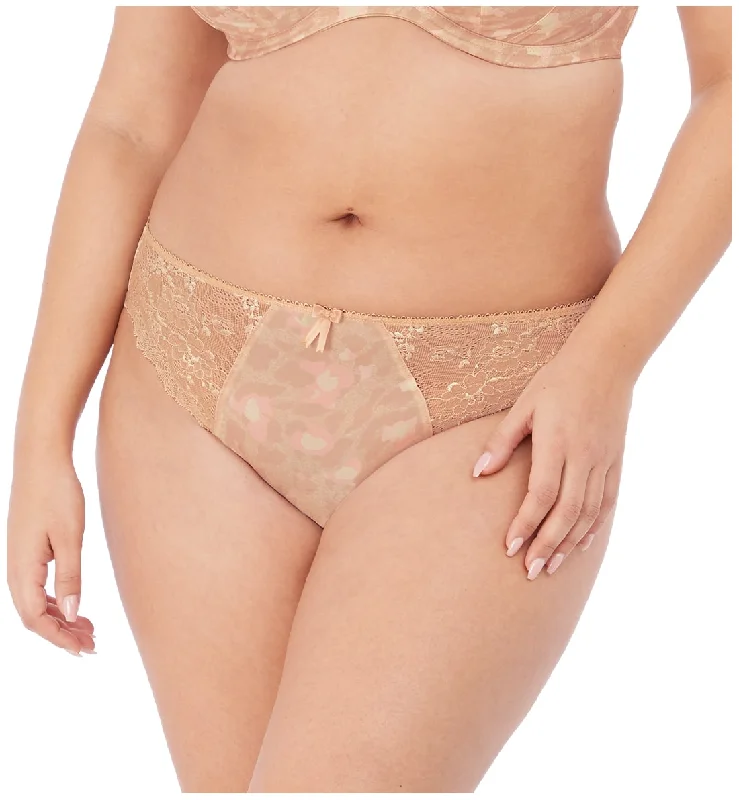 balconette style women bikini briefs for a unique lookElomi Morgan Stretch Lace Matching Panty Brief (4115) - Toasted Almond