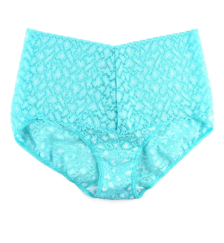 moisture wicking women bikini briefs for drynessHanky Panky Cross Dyed Leopard Retro V-kini (7J2121X) - Radiant Turquoise/White