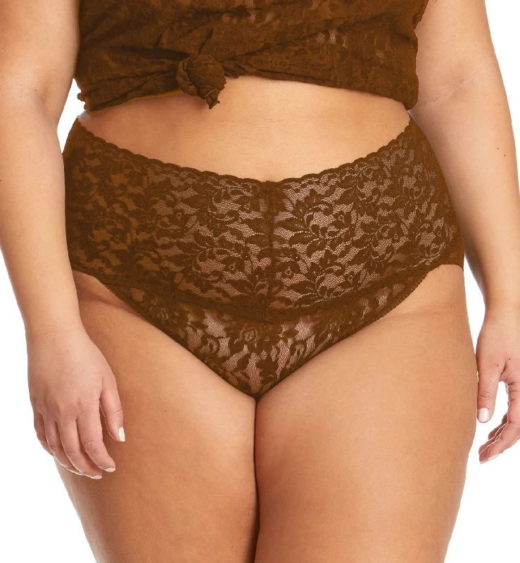 cheeky cut women bikini briefs for a flirty styleHanky Panky Retro Lace V-kini PLUS (9K2124X) - Macchiato