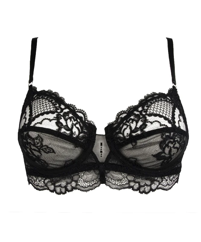 black women lingerie for eleganceSublime En Dentelle Black Half Cup Bra