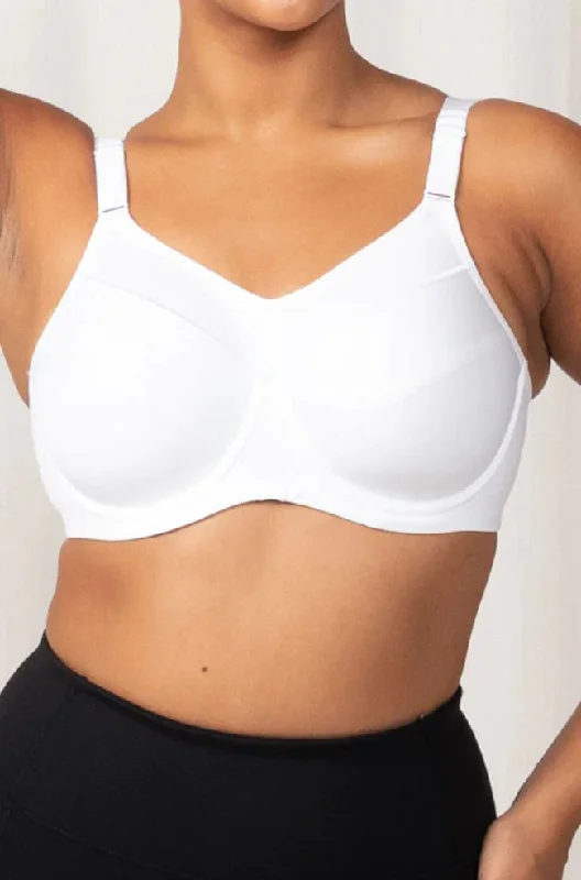 moisture wicking sports bras for sweaty workoutsTriaction Sports Bra (White)