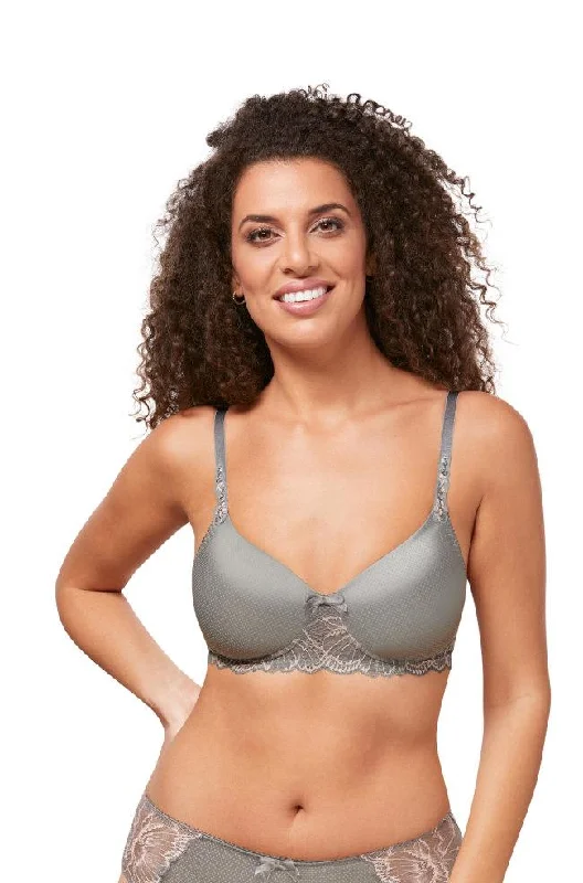 backless bras for revealing outfitsFloral Chic Wirefree Tee Shirt Bra (Urban Grey)  Available in sizes 10AA and 10A cups only