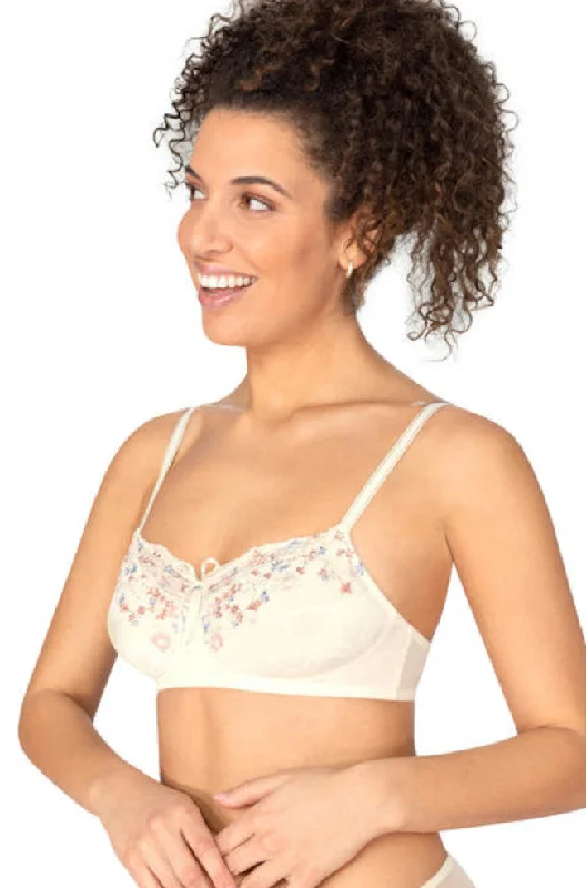 padded bras for added volumeDaydream Wirefree Bra (Off White & Floral)