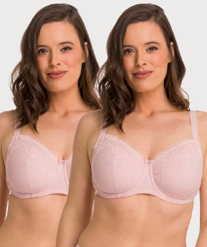 plus size convertible bras for flexibilityAva & Audrey Jacqueline Full Cup Underwired Bra 2 Pack - Blush