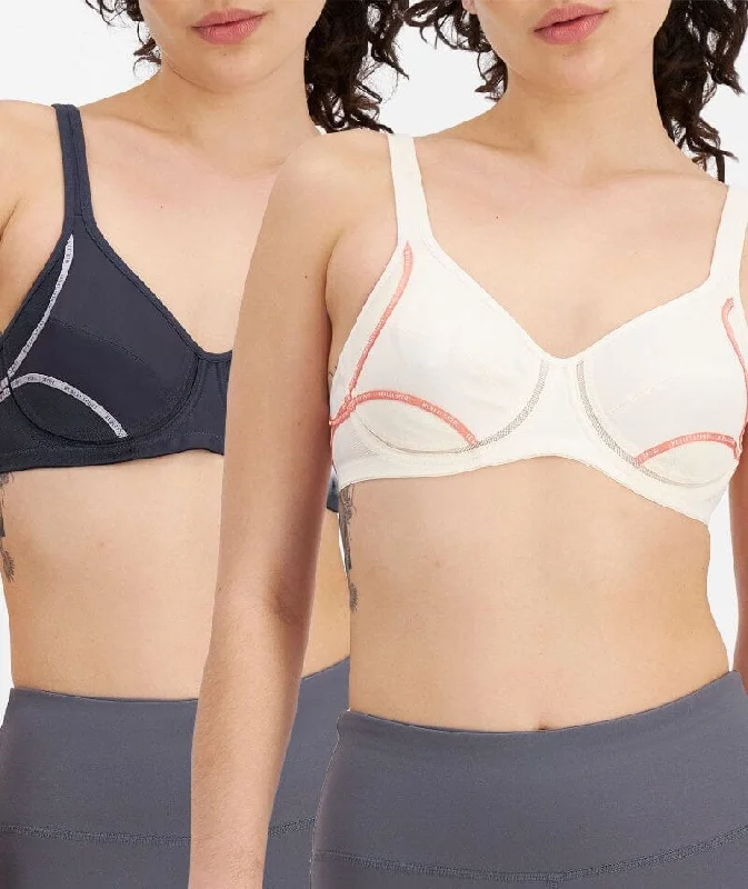 full cup bras for complete coverageBerlei Electrify Underwire 2 Pack Sports Bra - Snow Blossom/Charcoal