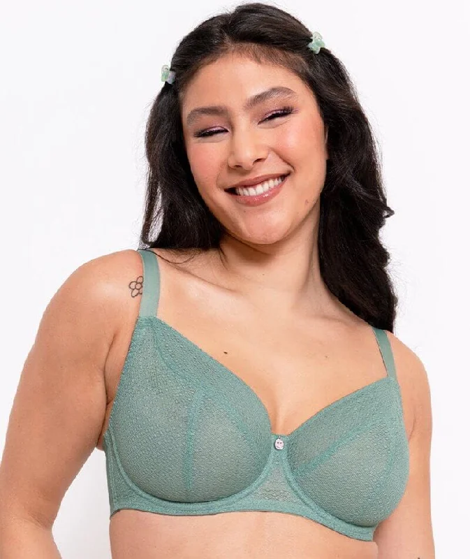 seamless sports bras for minimal chafingCurvy Kate Happy Boobs Balcony Bra - Sage Green