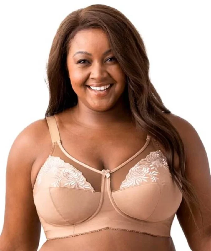 bralette with underwire for added supportElila Embroidered Wire-Free Bra - Mocha