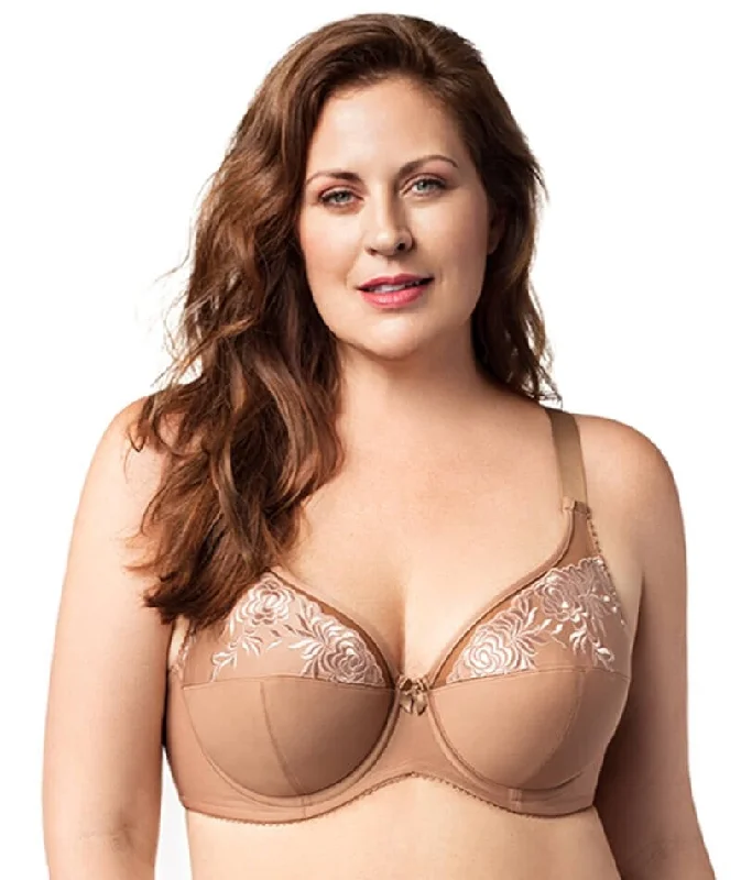 full cup bras for complete coverageElila Embroidered Microfiber Underwired Bra - Mocha