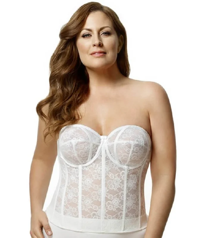 underwire bras with maximum supportElila Underwired Lace Strapless Longline Bra - White