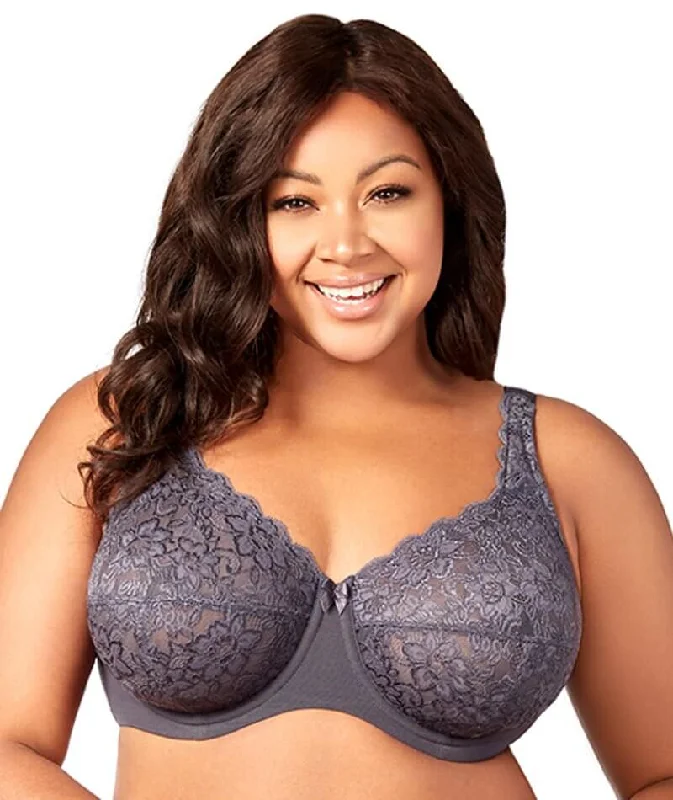 bralette with underwire for added supportElila Full Coverage Stretch Lace Underwired Bra - Grey