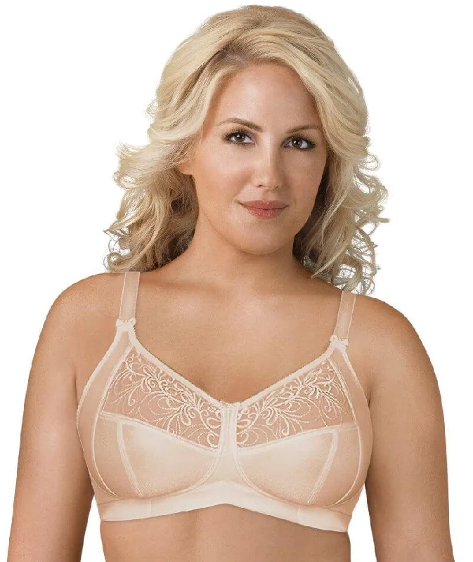 moisture wicking convertible brasExquisite Form Fully Soft Cup Wire-Free Bra With Embroidered Mesh - Nude