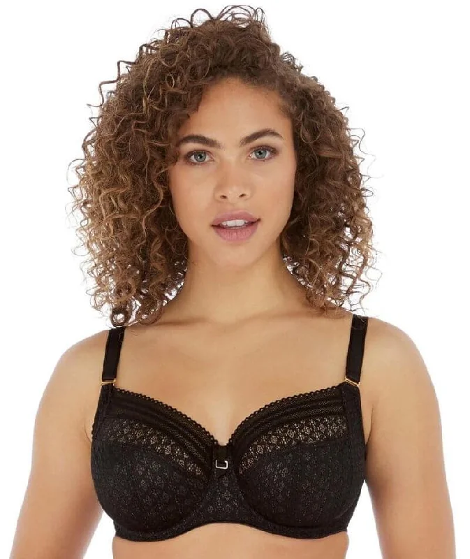 wireless bras for a natural feelFreya Viva Underwired Side Support Bra - Lace Noir/Black