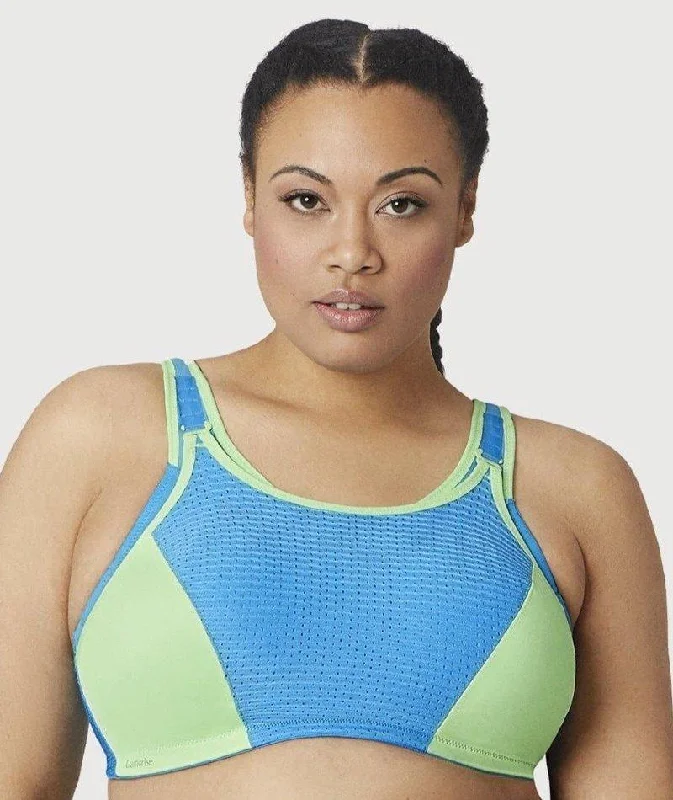 seamless bras for invisible under clothesGlamorise Custom Control Wire-Free Sports Bra - Blue/Green