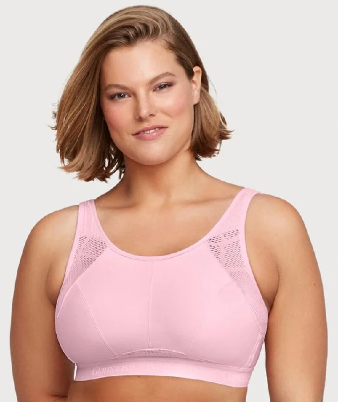 moisture wicking sleep bras for hot sleepersGlamorise No-Sweat Mesh Wire-Free Sports Bra - Pink