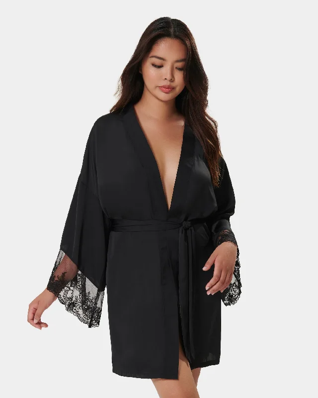 seamless bras for invisible under clothesMarseille Luxury Satin Kimono Black