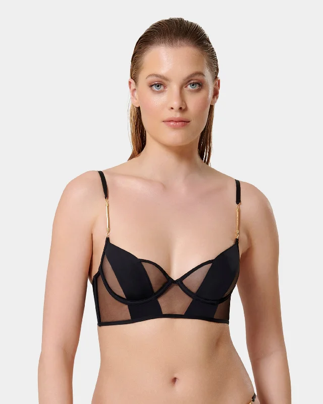 plus size bras with good supportRaine Wired Longline Bra Black 