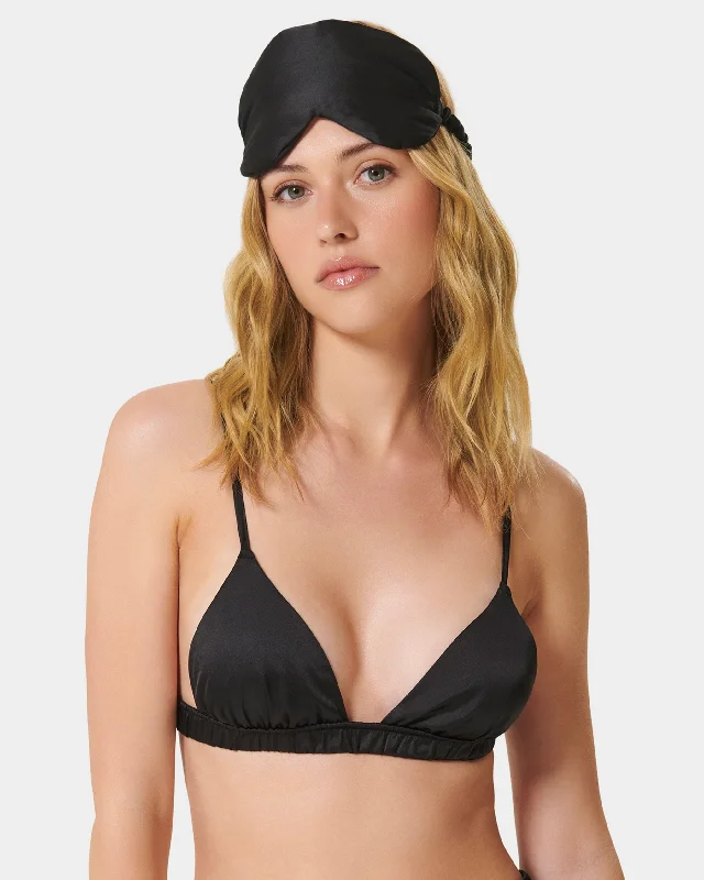 bralette with underwire for added supportSaskia Luxury Satin Eye Mask Black