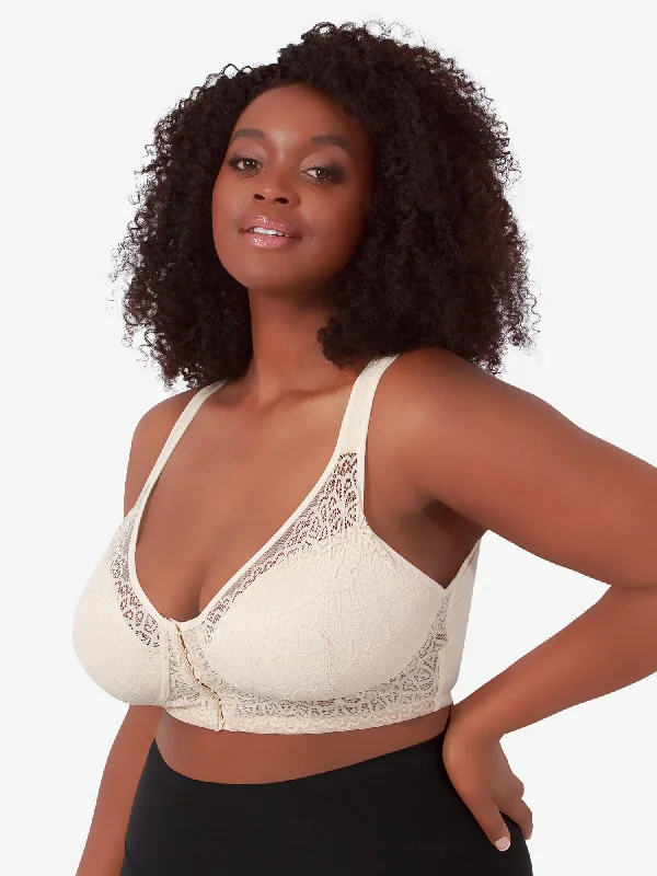 bralette with underwire for added supportThe Lora - Back Smoothing Lace Front-Closure Bra