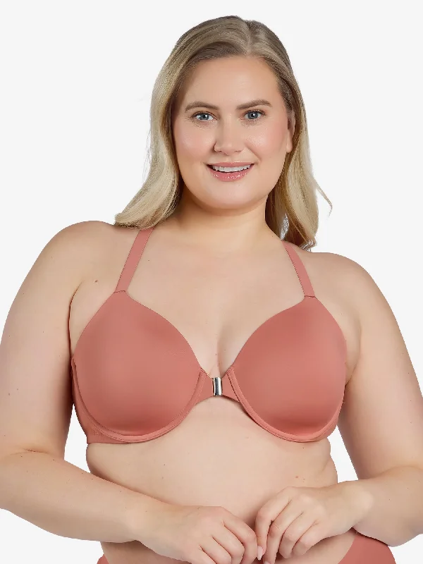 supportive underwire bras for large bustsThe Luna - Front-Closure Racerback Power Mesh Bra