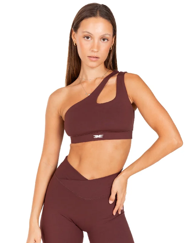 sleep women sport bra for comfortable restAsymmetric Bra - Decadent Chocolate