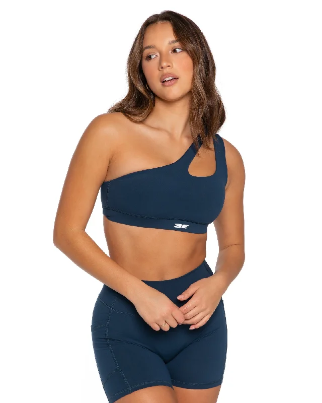 padded women sport bra for nipple coverageAsymmetric Bra - Navy