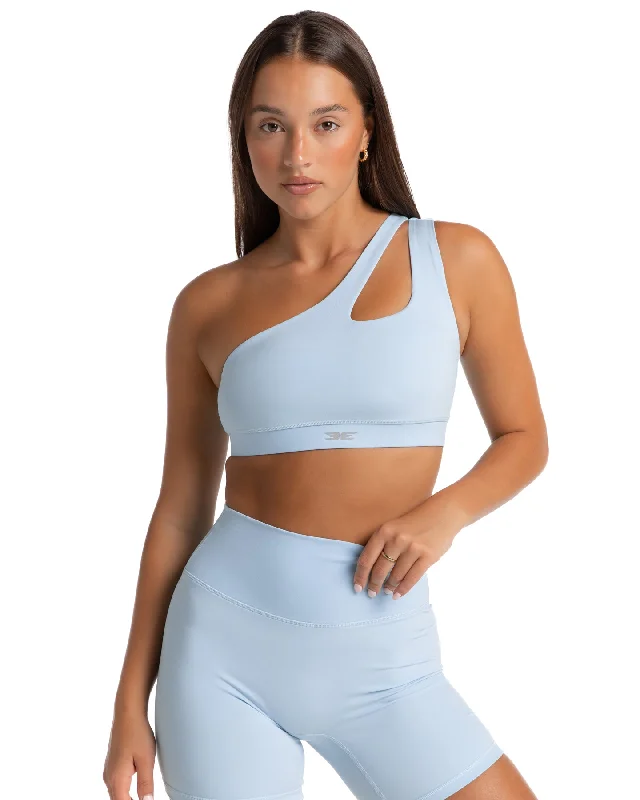 petite adjustable strap women sport braAsymmetric Bra - Pastel Blue