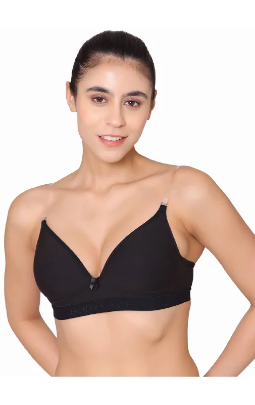 seamless women sport bra for smooth under clothesBodycare Wire free, Seamless Padded Sports Bra -1606-BLACK