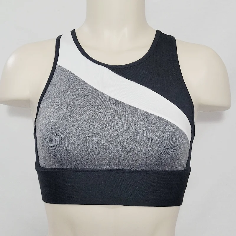 printed women sport bra with floral patternsChampion C9 N9683 Asymetrical Longline Wire Free Sports Bra SMALL Gray White NWT