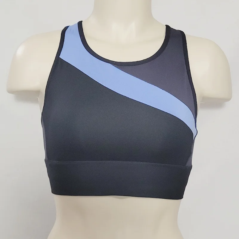 plus size high impact women sport braChampion C9 N9683 Asymetrical Longline Wire Free Sports Bra XS X-SMALL Blue & Black