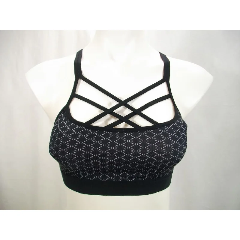 machine - made women sport bra for affordabilityChampion N9687 C9 Strappy Front Cami Wire Free Sports Bra XS X-SMALL Black Print