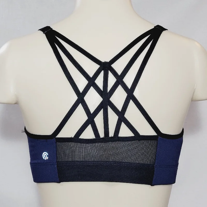 low impact women sport bra for yogaChampion N9688 Strappy Cami Wire Free Sports Bra MEDIUM Indigo Navy Blue